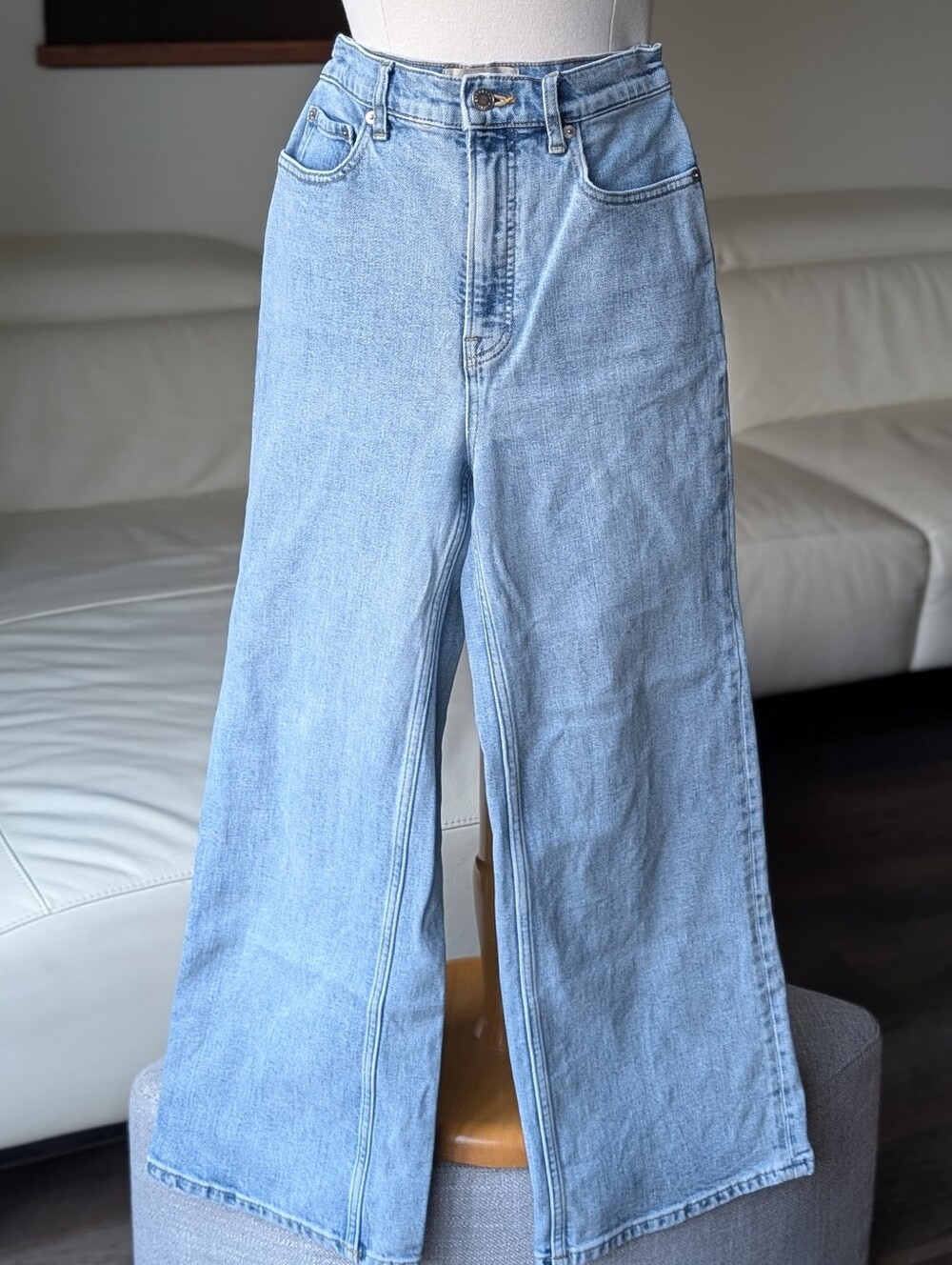 Everlane The Way-High Wide Leg Flare Jeans Light Wash 26 Ankle